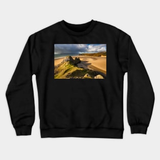 A sunny winter afternoon at Three Cliffs Bay, Gower Crewneck Sweatshirt